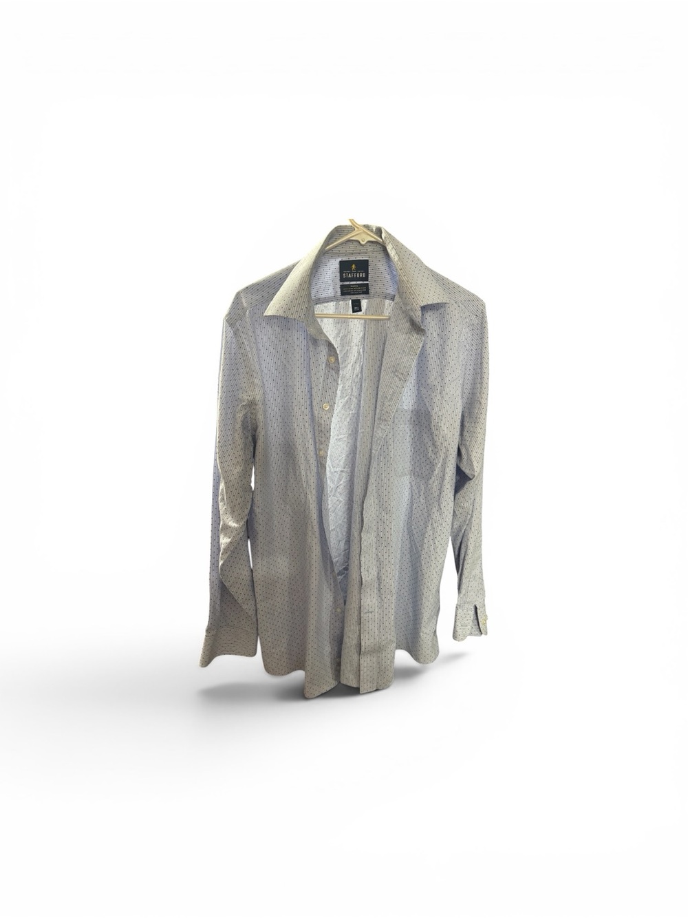 Stafford Men's Light Gray Microdot Long-Sleeve Dress Shirt